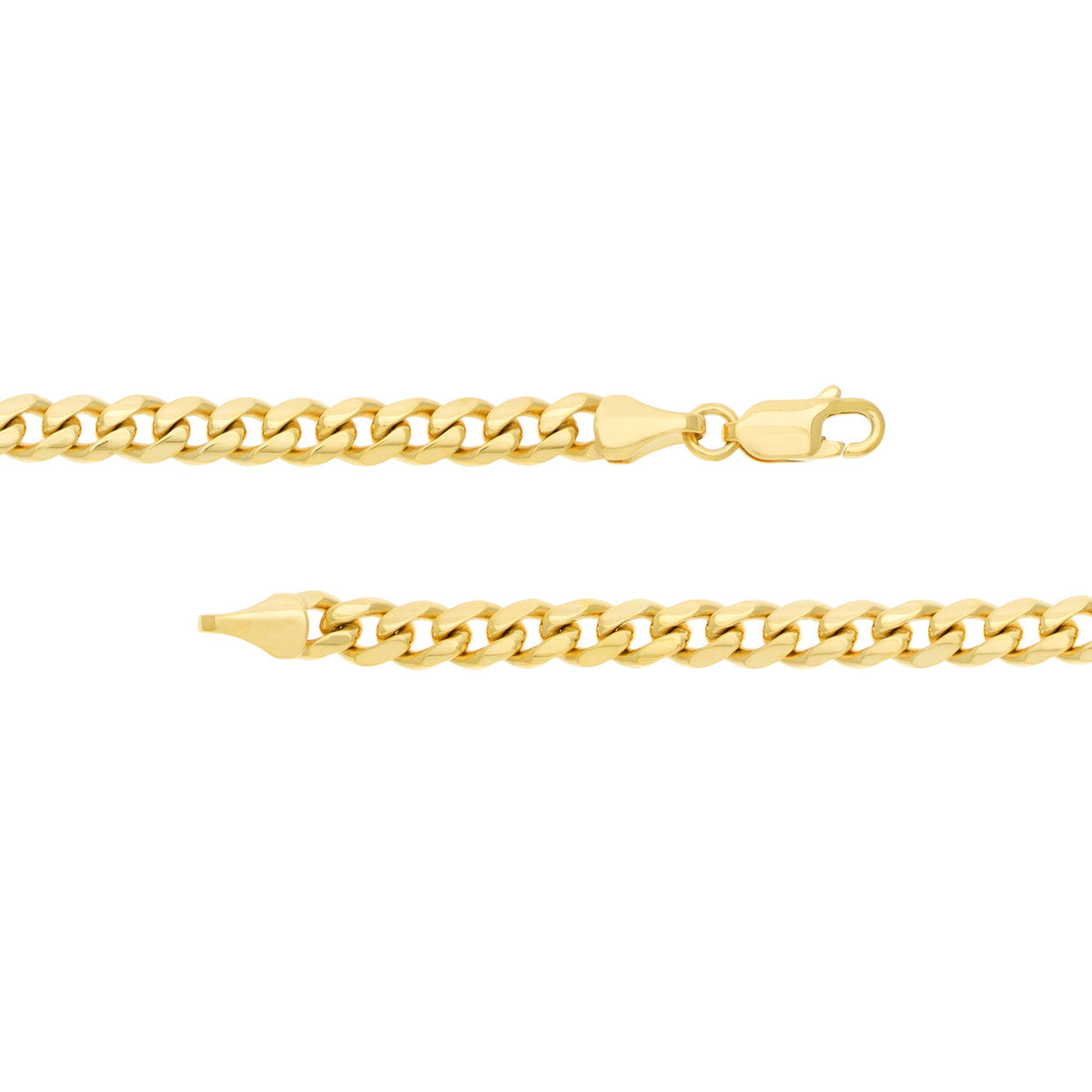 14K Yellow Gold 5.00mm Solid Miami Cuban Link Chain with Lobster Lock