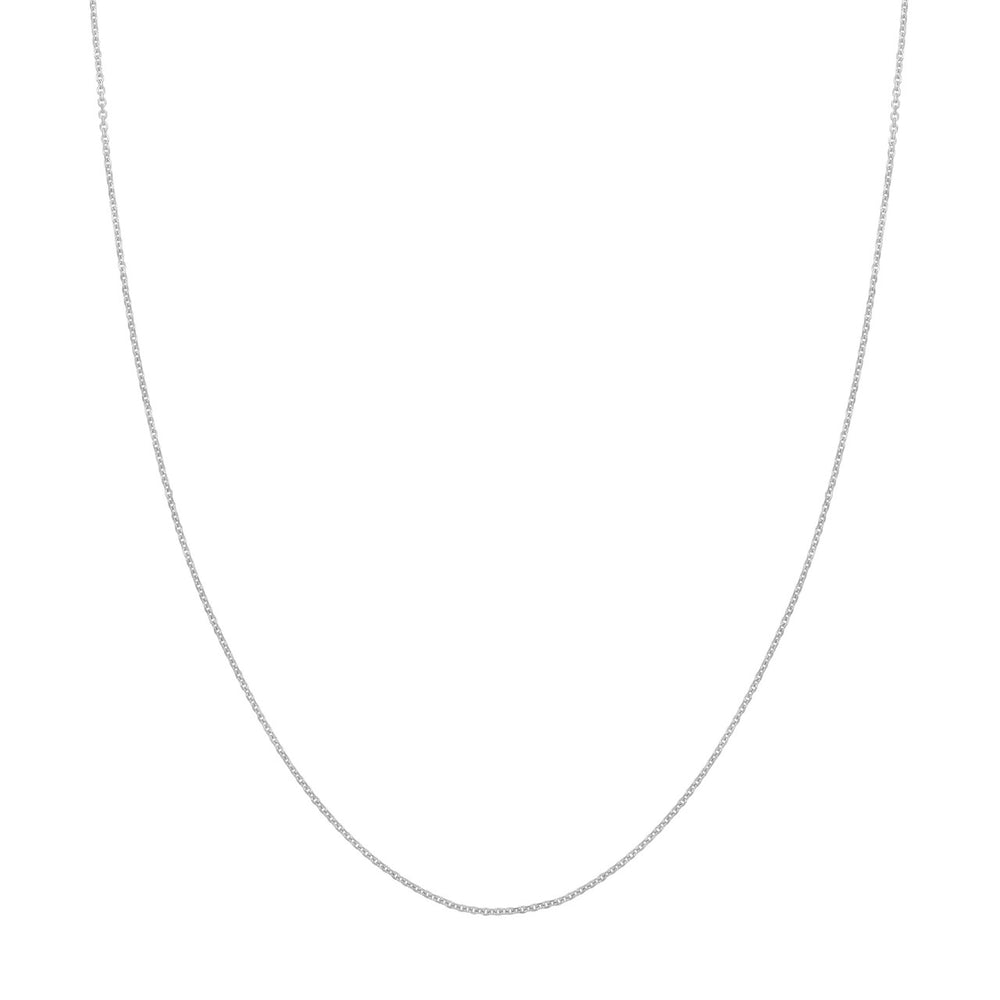 14K White Gold 1.10mm Diamond Cut Cable Chain with Lobster Lock
