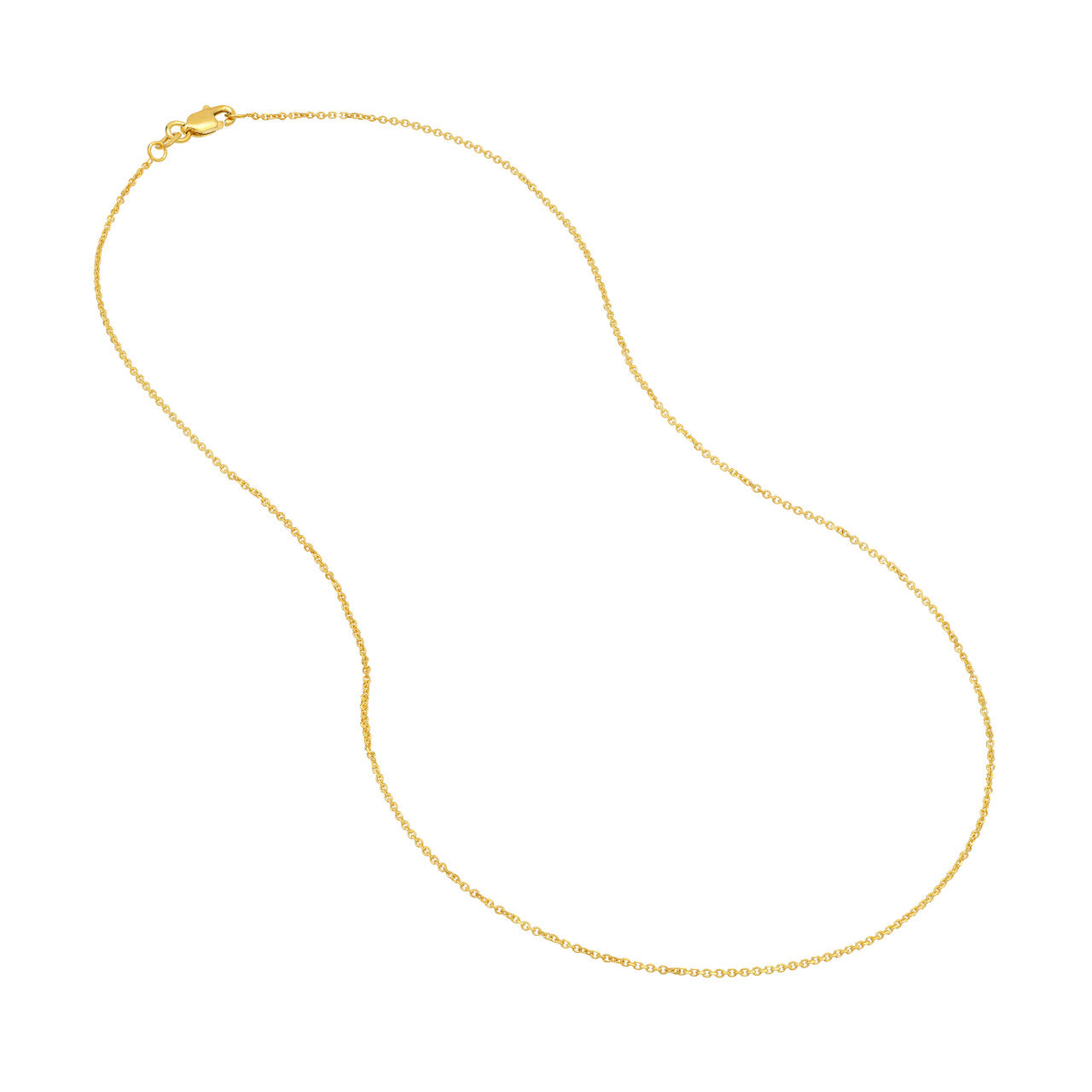 14K Yellow Gold 1.10mm Diamond Cut Cable Chain with Lobster Lock