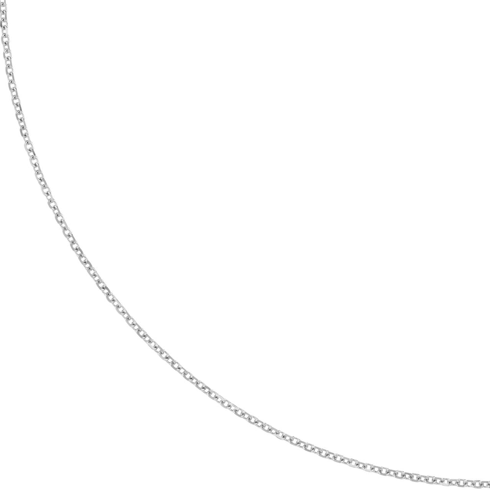 14K White Gold 1.10mm Diamond Cut Cable Chain with Lobster Lock