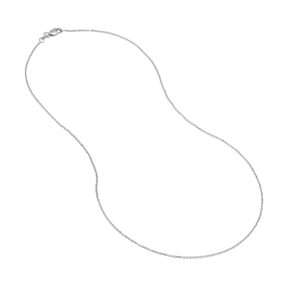 14K White Gold 1.10mm Diamond Cut Cable Chain with Lobster Lock