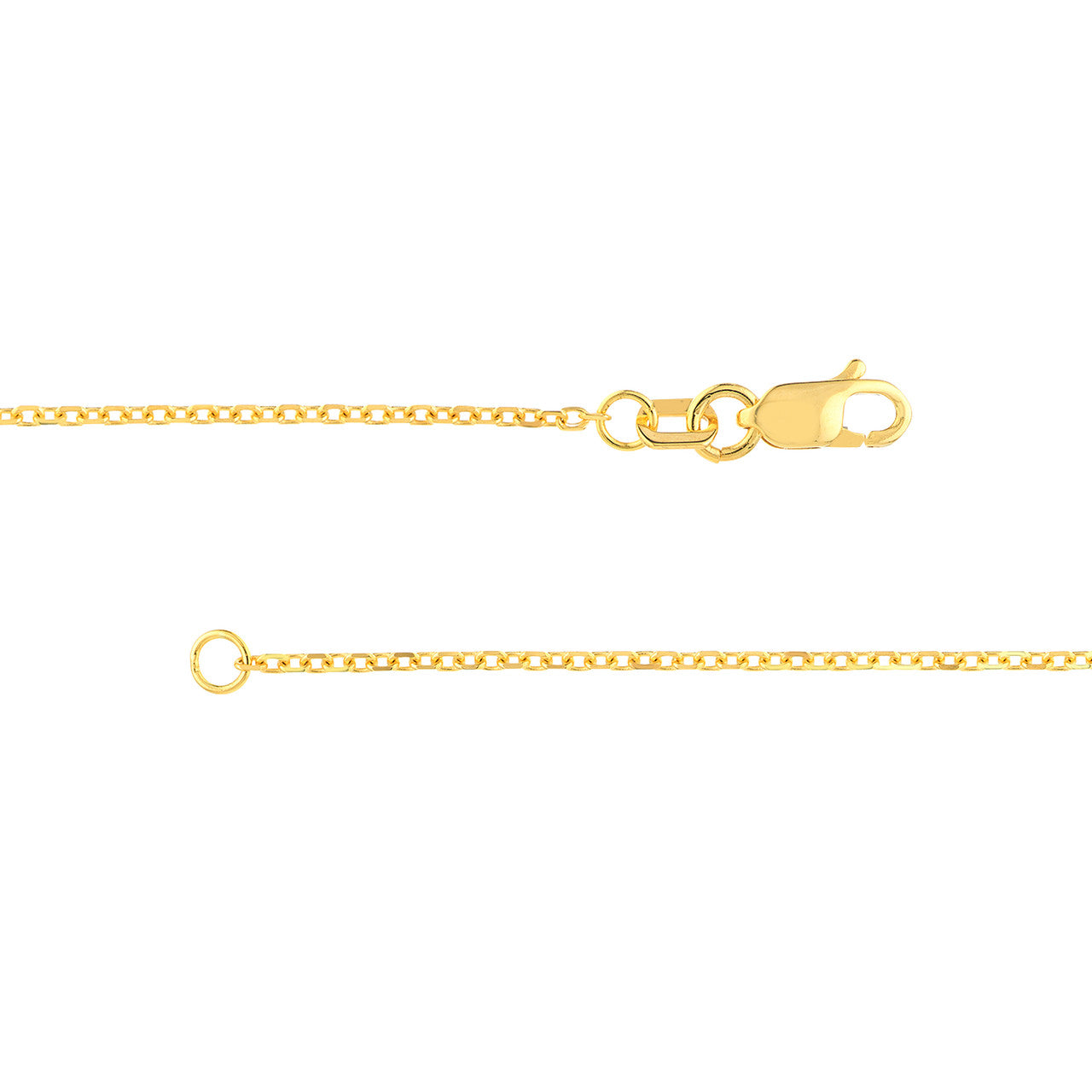 14K Yellow Gold 1.30mm Diamond Cut Cable Chain with Lobster Lock