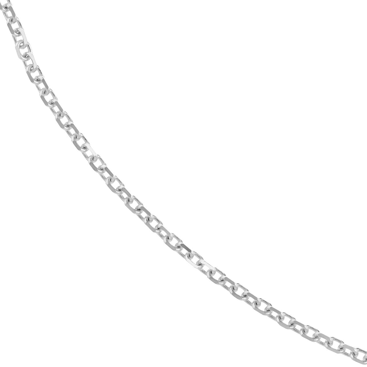 14K White Gold 1.30mm Diamond Cut Cable Chain with Lobster Lock