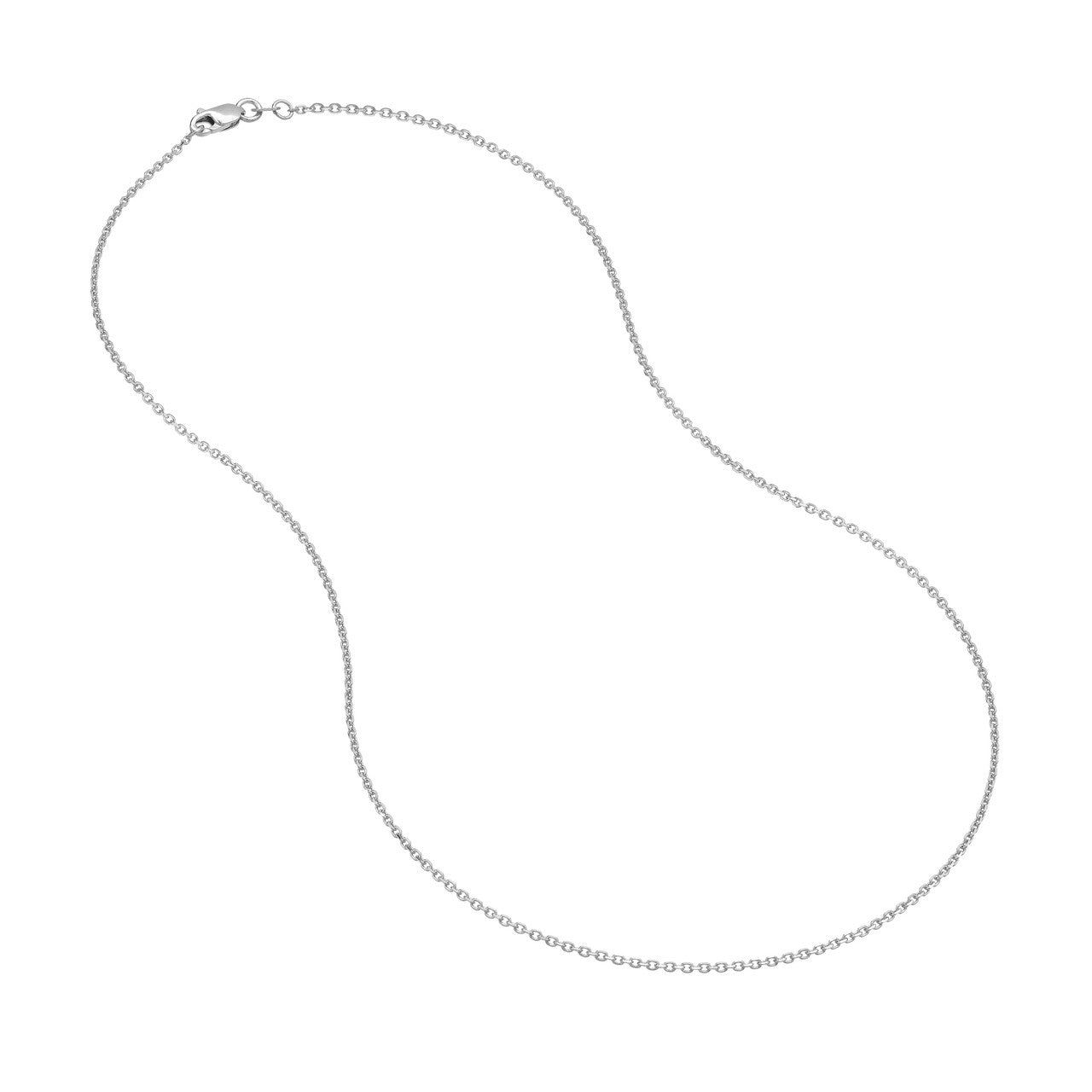 14K White Gold 1.30mm Diamond Cut Cable Chain with Lobster Lock