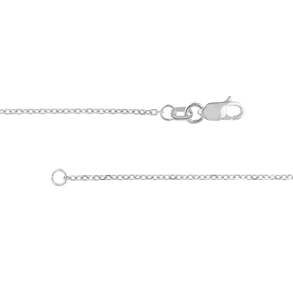 14K White Gold 1.30mm Diamond Cut Cable Chain with Lobster Lock