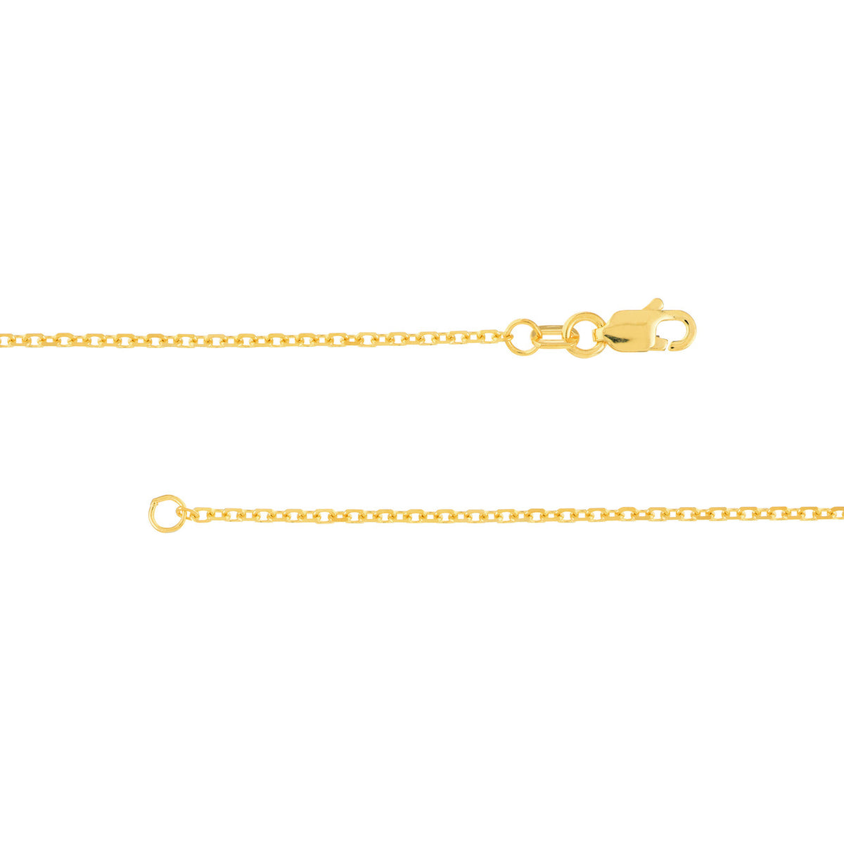 14K Yellow Gold 1.50mm Diamond Cut Cable Chain with Lobster Lock