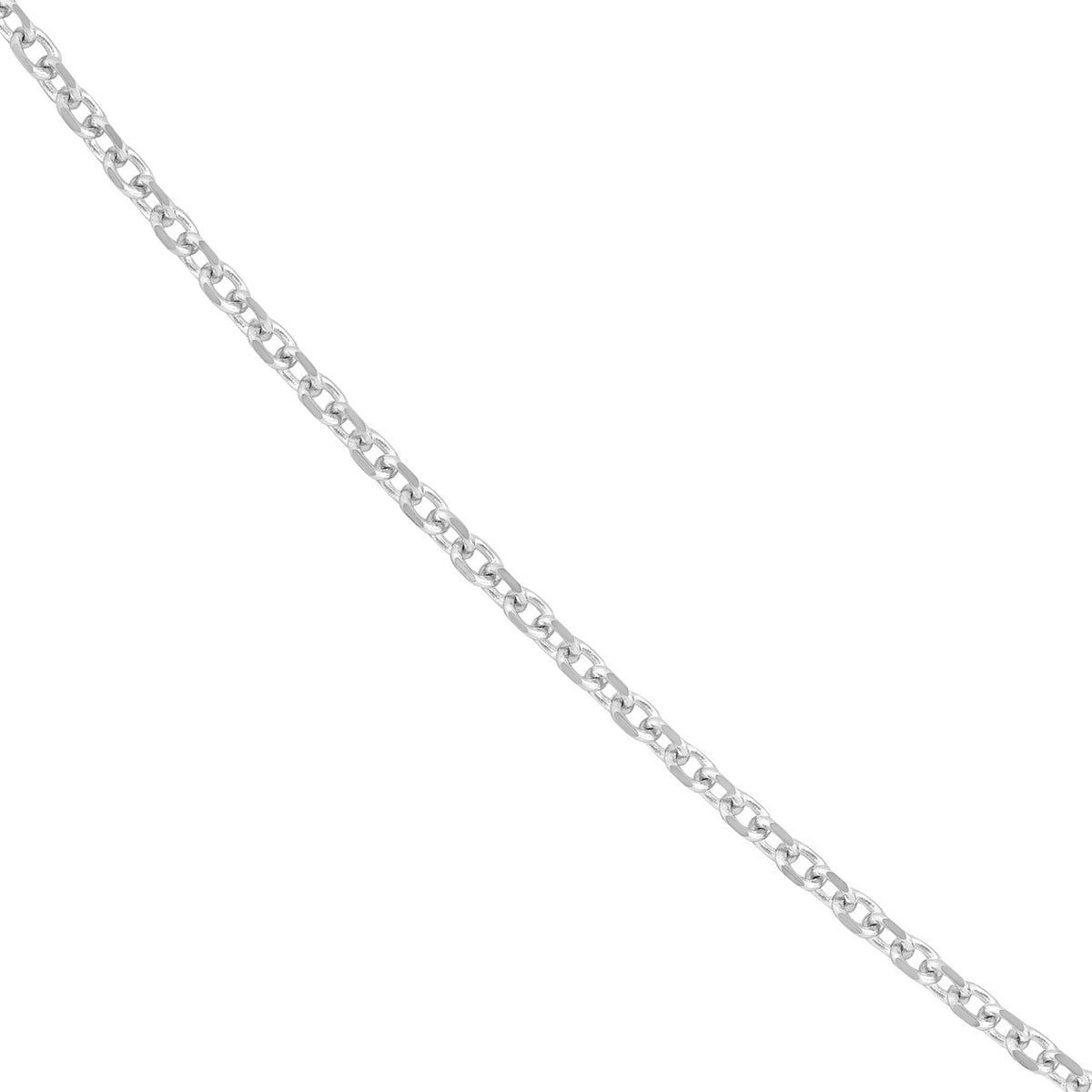14K White Gold 1.50mm Diamond Cut Cable Chain with Lobster Lock