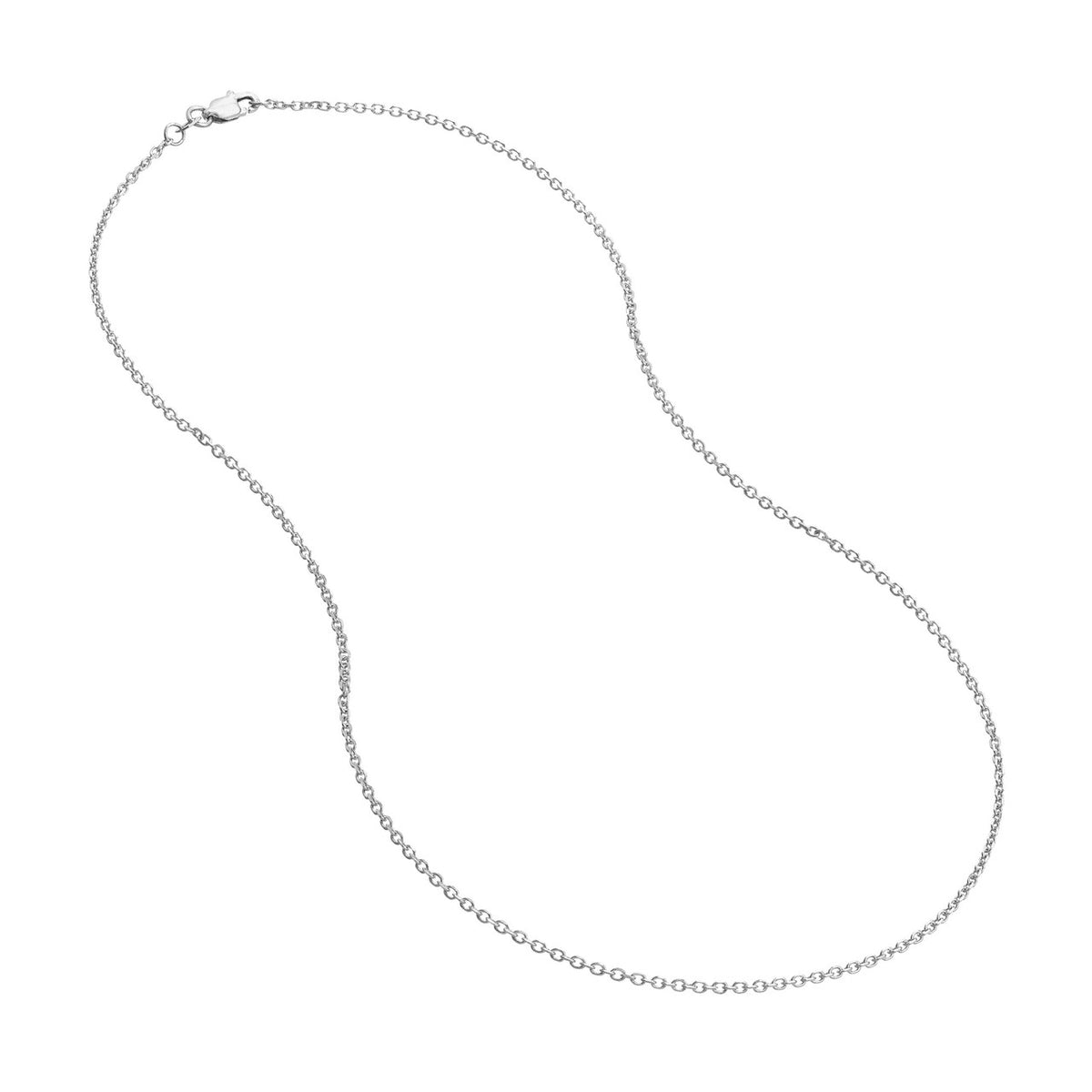 14K White Gold 1.50mm Diamond Cut Cable Chain with Lobster Lock