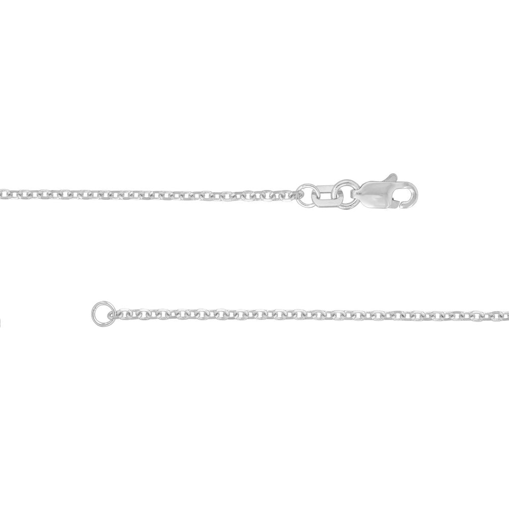14K White Gold 1.50mm Diamond Cut Cable Chain with Lobster Lock