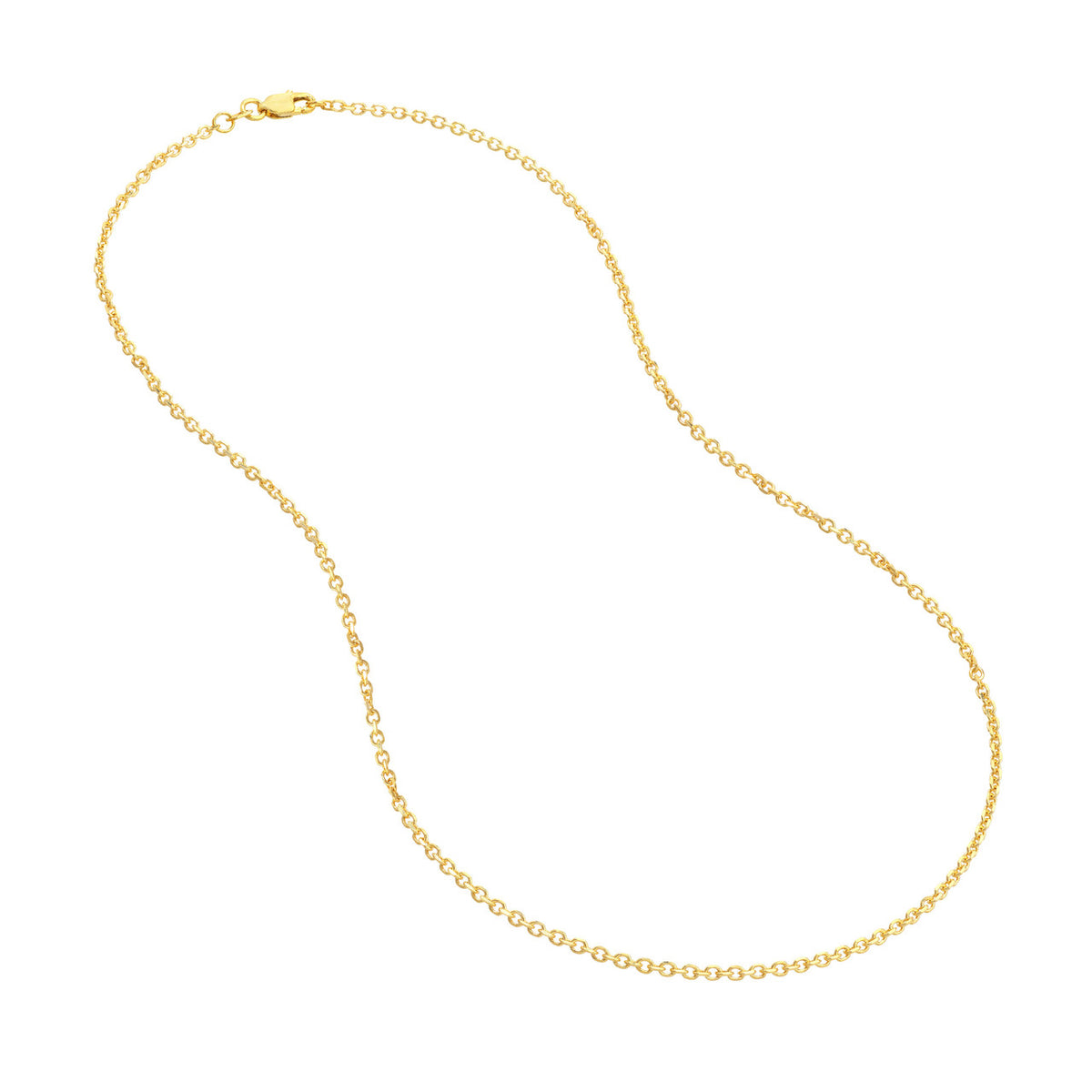 14K Yellow Gold 1.90mm Diamond Cut Cable Chain with Lobster Lock