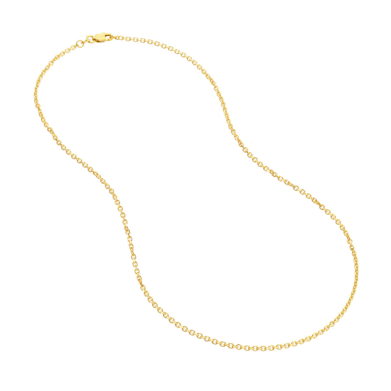 14K Yellow Gold 1.90mm Diamond Cut Cable Chain with Lobster Lock