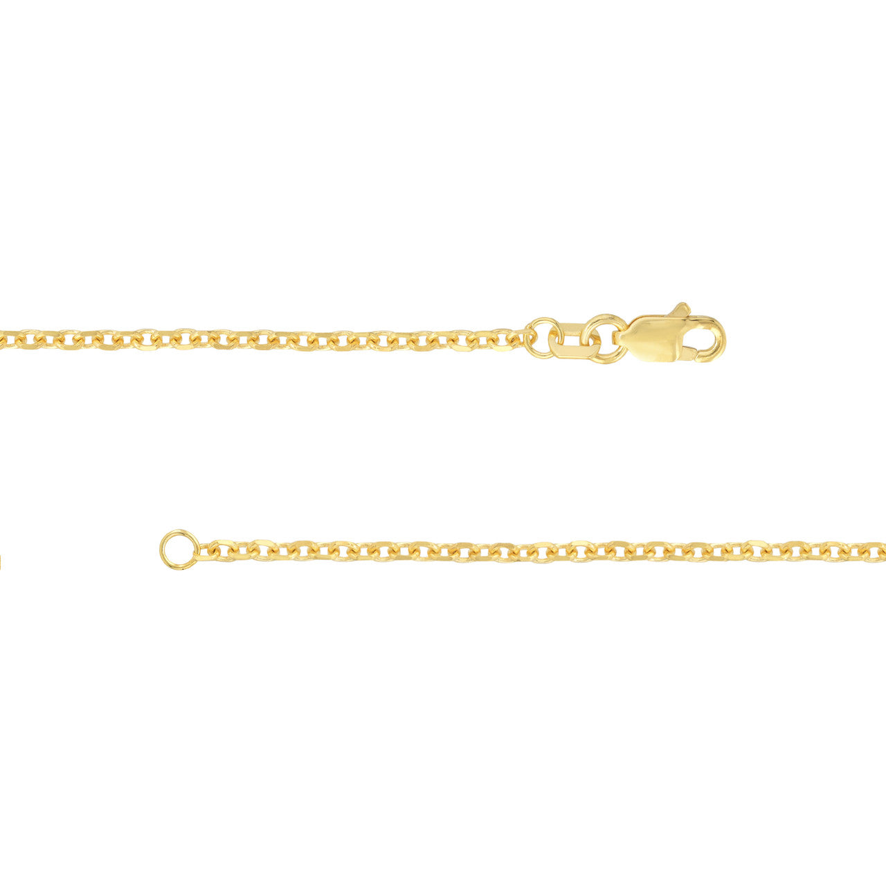 14K Yellow Gold 1.90mm Diamond Cut Cable Chain with Lobster Lock