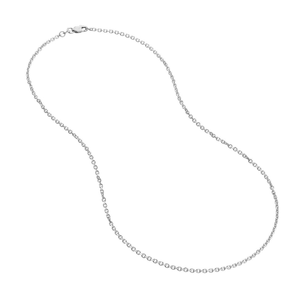 14K White Gold 1.90mm Diamond Cut Cable Chain with Lobster Lock