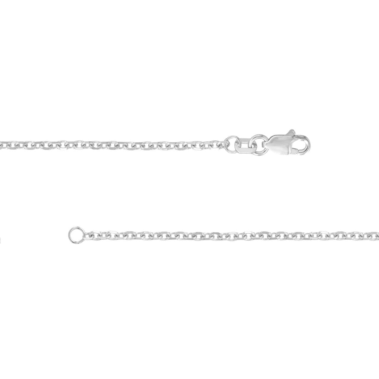 14K White Gold 1.90mm Diamond Cut Cable Chain with Lobster Lock