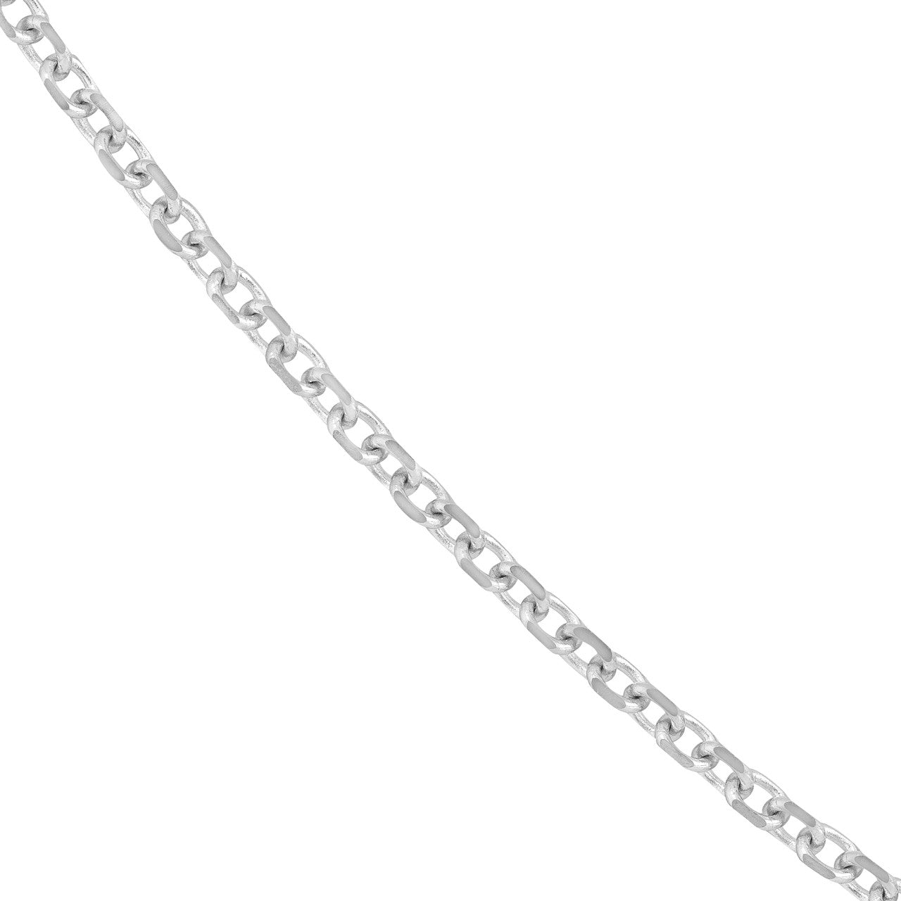 14K White Gold 2.20mm Diamond Cut Cable Chain with Lobster Lock