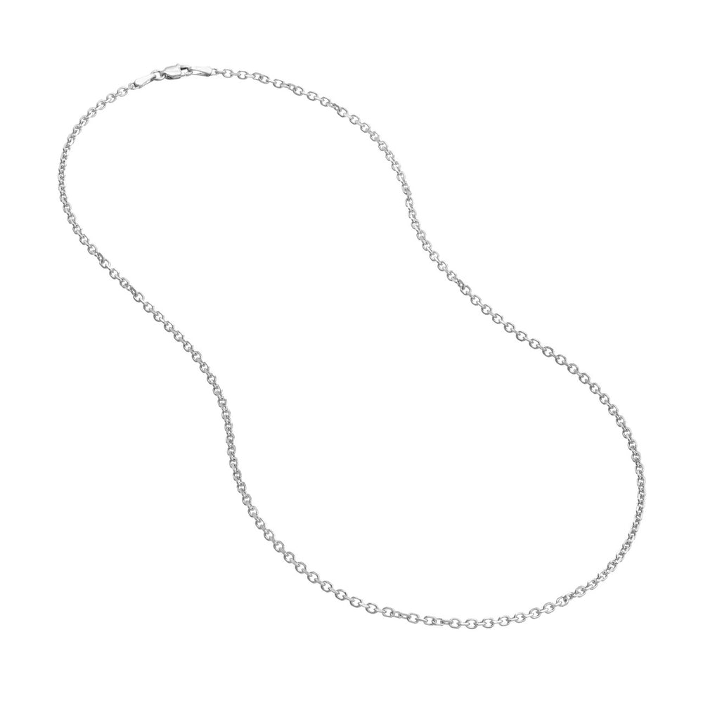 14K White Gold 2.20mm Diamond Cut Cable Chain with Lobster Lock
