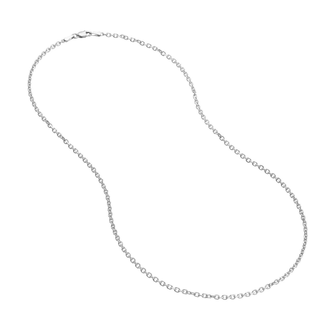 14K White Gold 2.20mm Diamond Cut Cable Chain with Lobster Lock