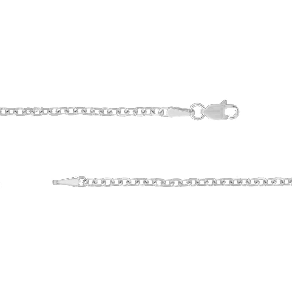 14K White Gold 2.20mm Diamond Cut Cable Chain with Lobster Lock