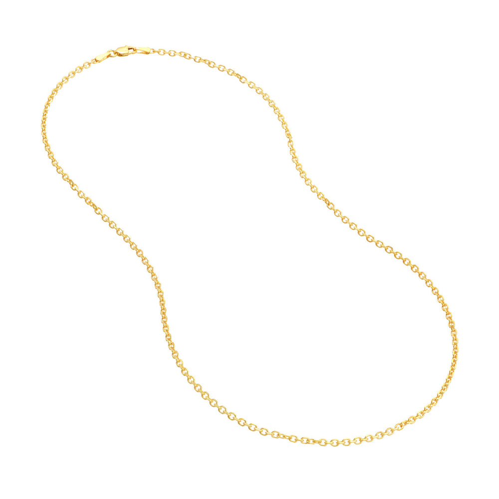 14K Yellow Gold 2.20mm Diamond Cut Cable Chain with Lobster Lock