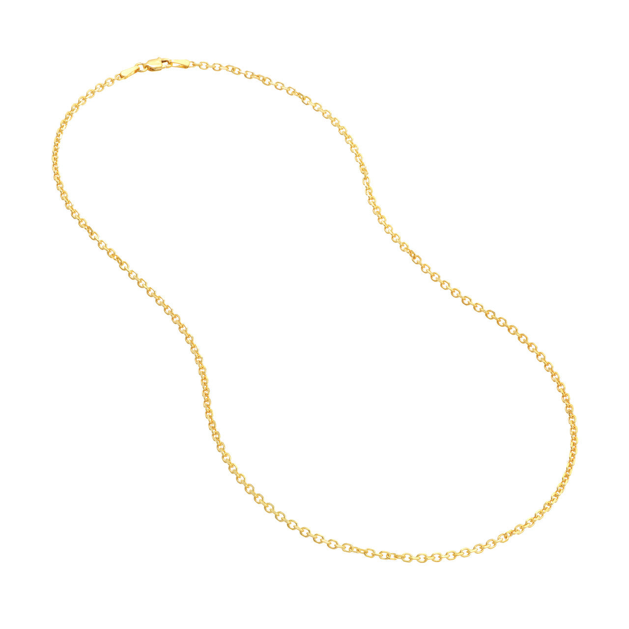 14K Yellow Gold 2.20mm Diamond Cut Cable Chain with Lobster Lock