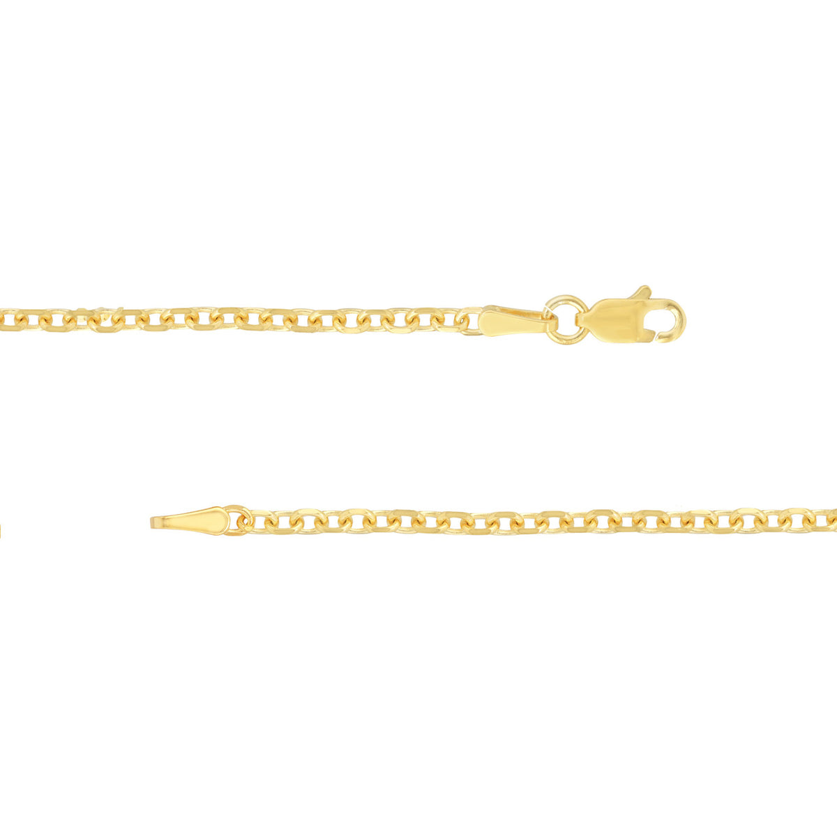 14K Yellow Gold 2.20mm Diamond Cut Cable Chain with Lobster Lock