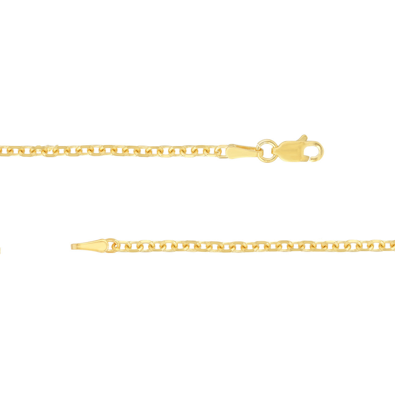 14K Yellow Gold 2.20mm Diamond Cut Cable Chain with Lobster Lock