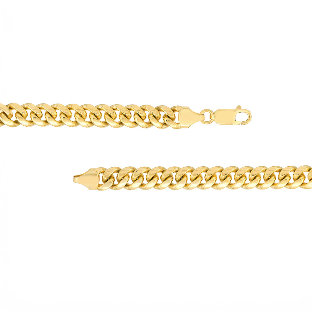 14K Yellow Gold 7.30mm Solid Miami Cuban Link Chain with Lobster Lock