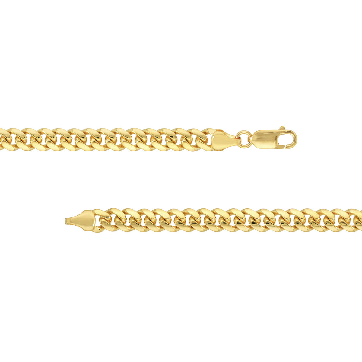 14K Yellow Gold 6.45mm Solid Miami Cuban Link Chain with Lobster Lock