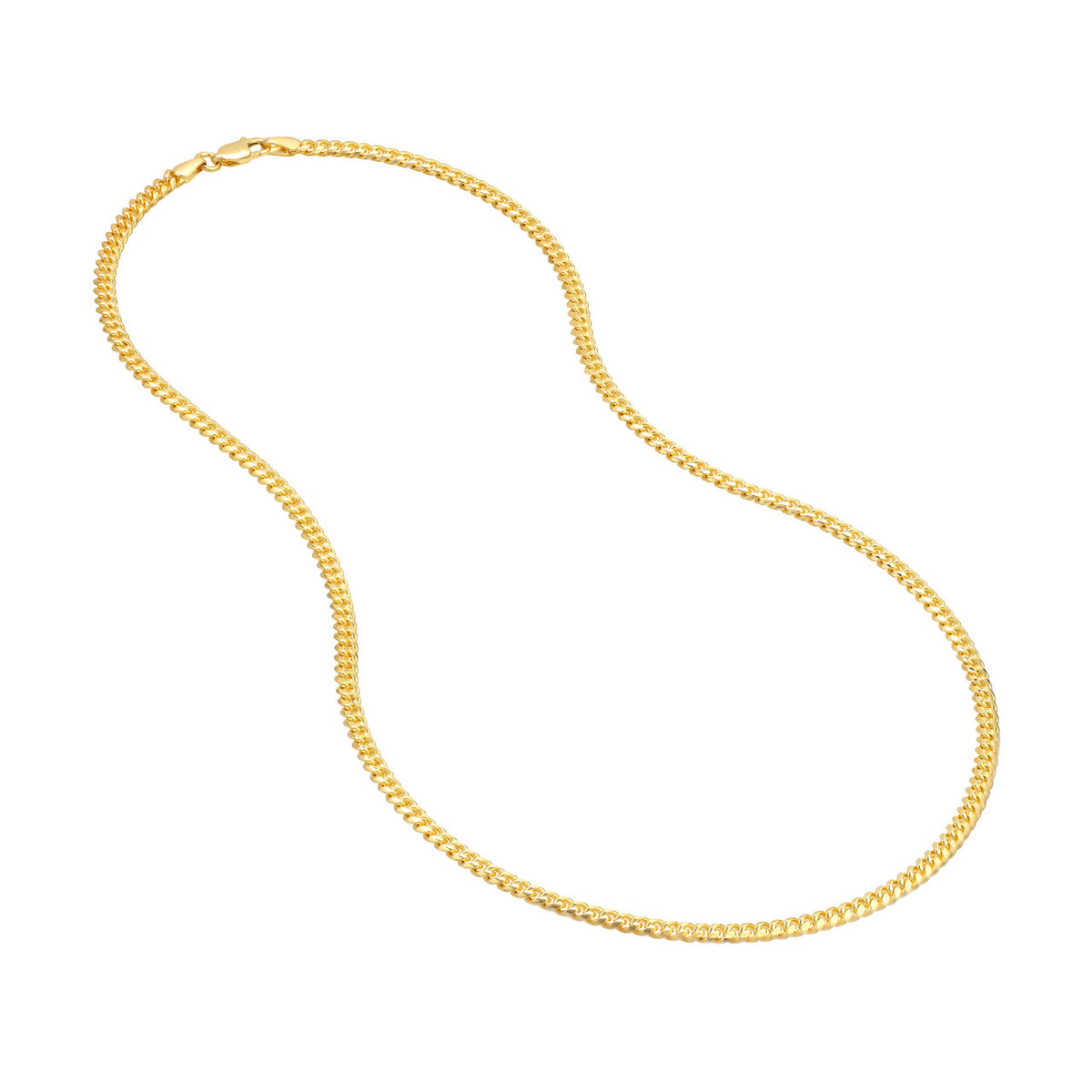 14K Yellow Gold 3.50mm Solid Miami Cuban Link Chain with Lobster Lock