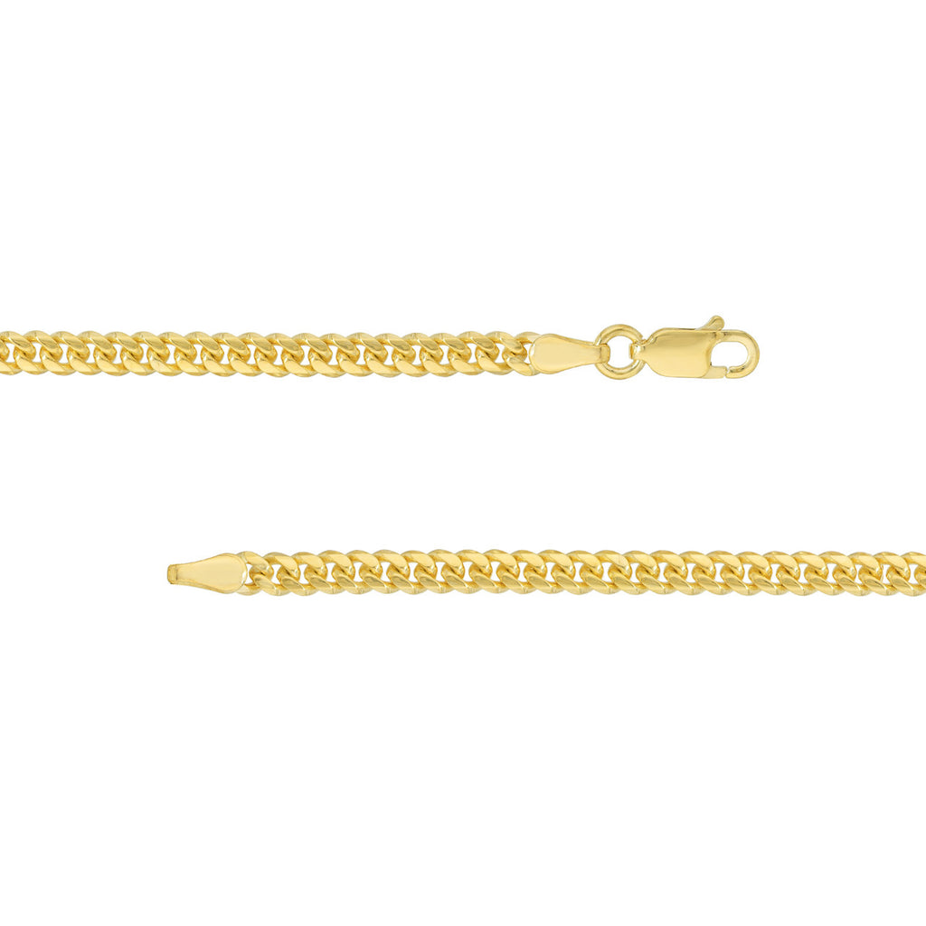 14K Yellow Gold 3.50mm Solid Miami Cuban Link Chain with