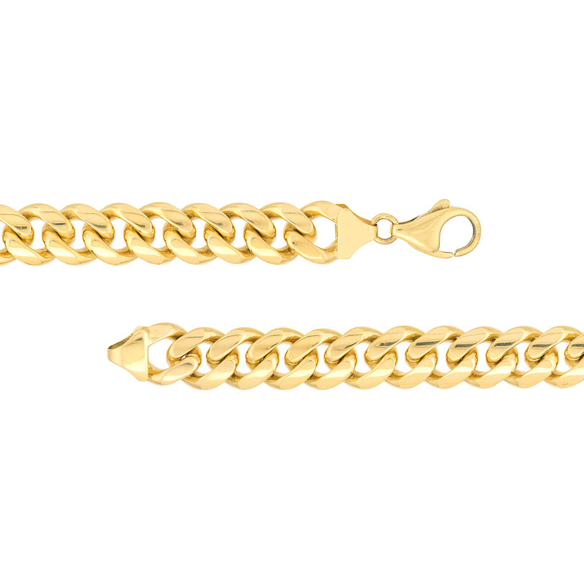 14K Yellow Gold 11.00mm Solid Miami Cuban Link Chain with Lobster Lock