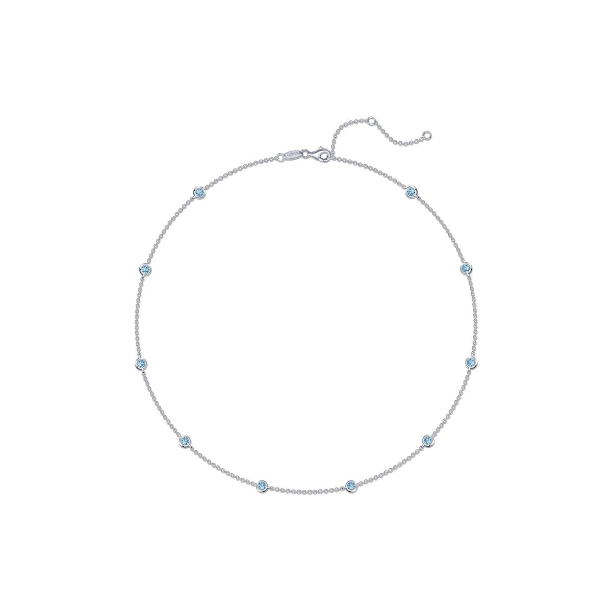 Lafonn Simulated Blue Topaz Classic Bezel-Set Station Necklace N0008BTP18