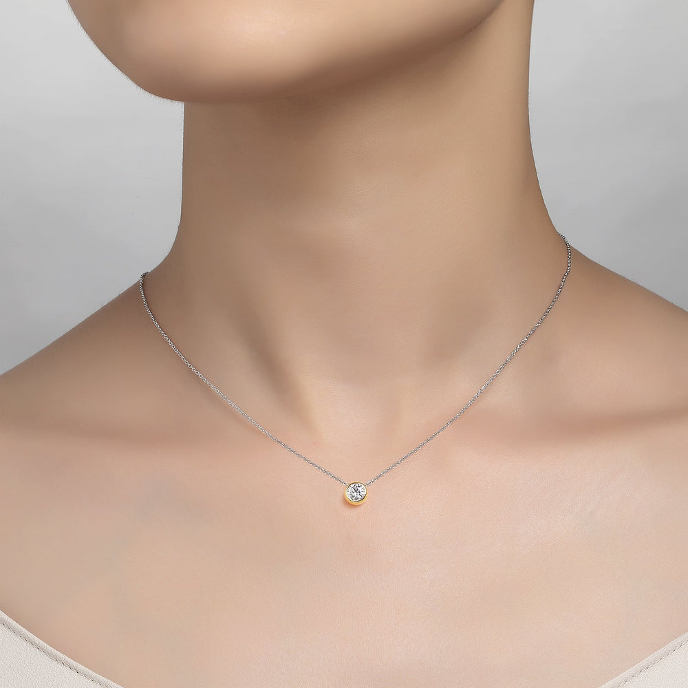 Lafonn Simulated Diamond Bezel Solitaire Slider Necklace N0130CLT18