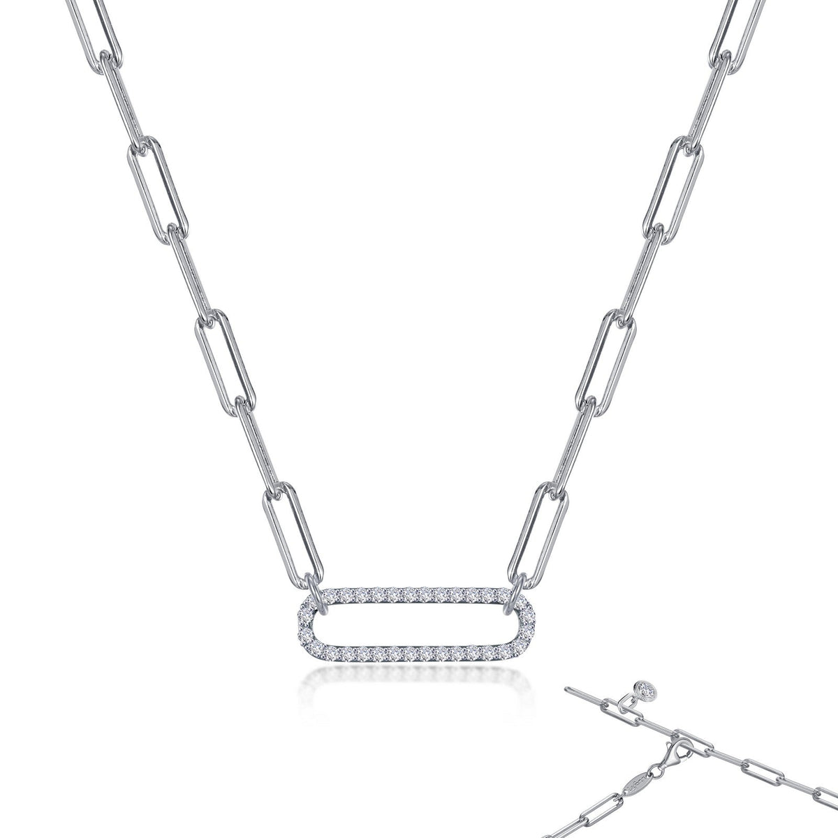 Lafonn Simulated Diamond Paperclip Necklace N0239CLP20