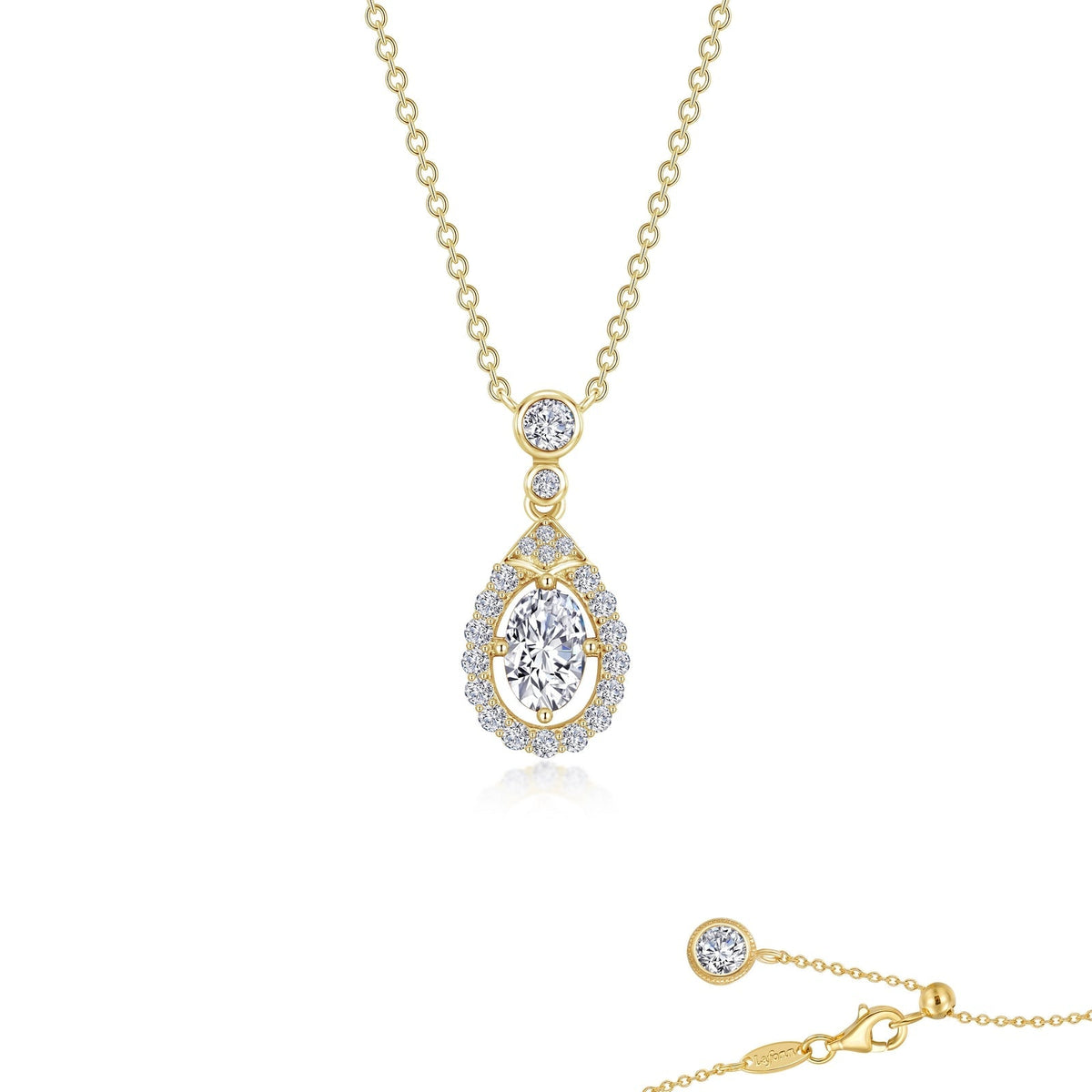 Lafonn Simulated Diamond Oval Halo Necklace N0275CLG