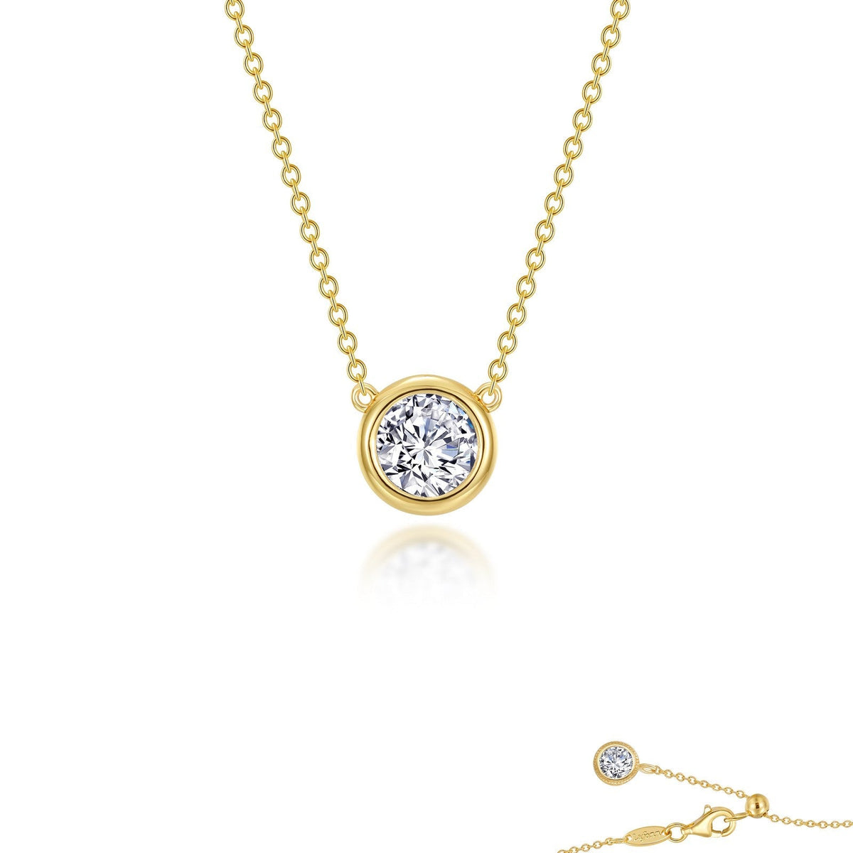 Lafonn Simulated Diamond 0.60ct Bezel Set Solitaire Necklace N0292CLG