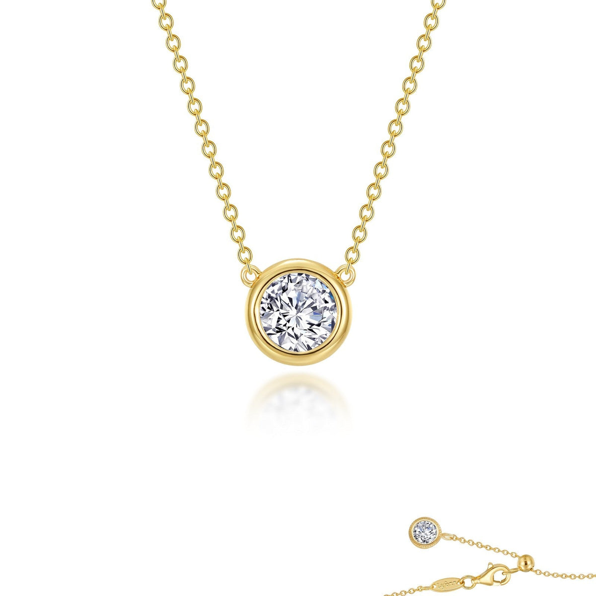 Lafonn Simulated Diamond 0.70ct Bezel Set Solitaire Necklace N0293CLG