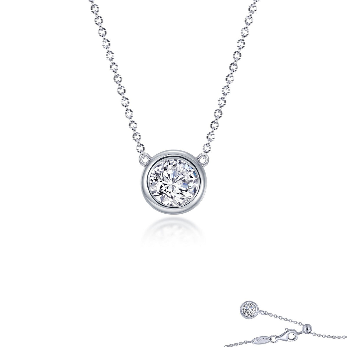 Lafonn Simulated Diamond 1.10ct Bezel Set Solitaire Necklace N0294CLP