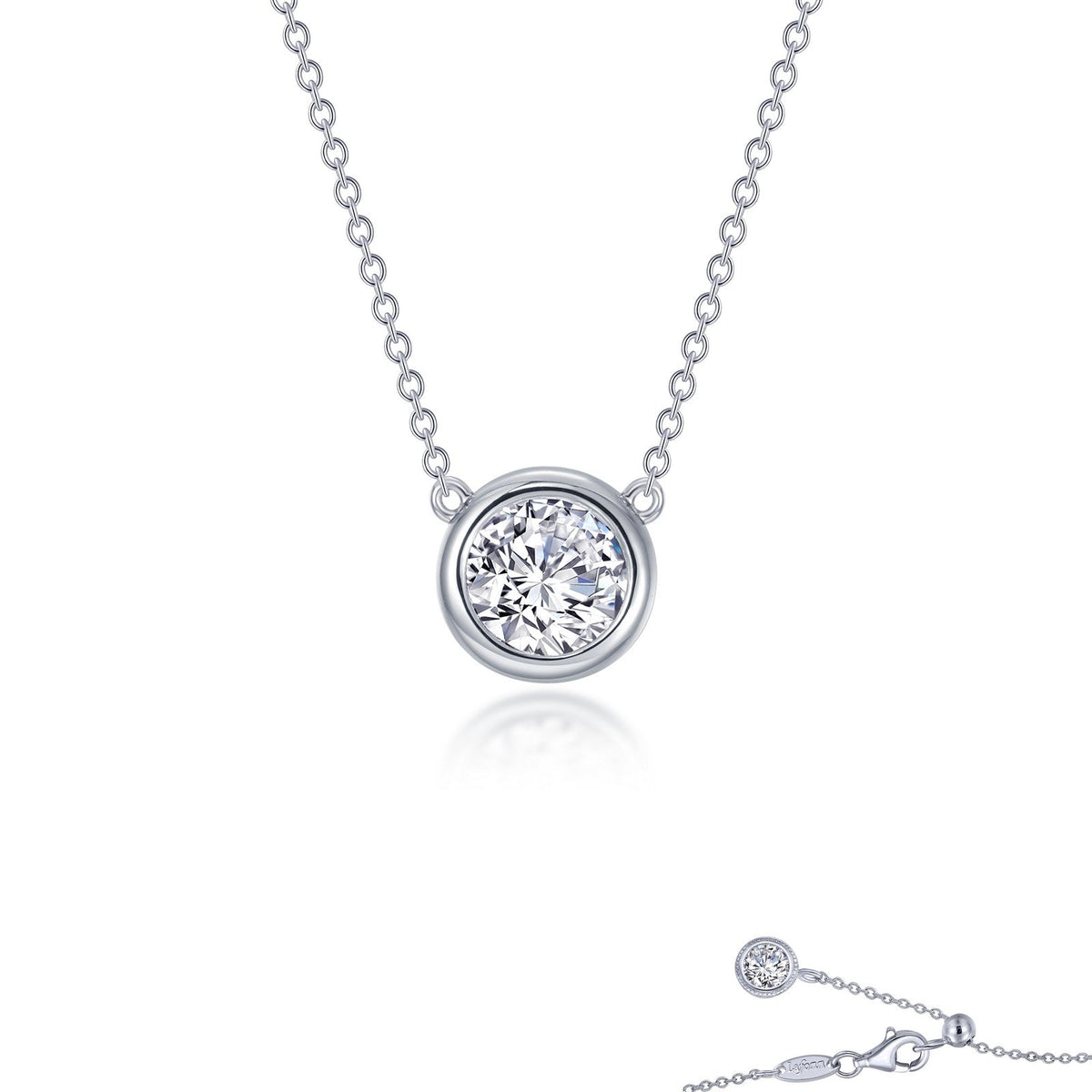 Lafonn Simulated Diamond 1.25ct Bezel Set Solitaire Necklace N0295CLP