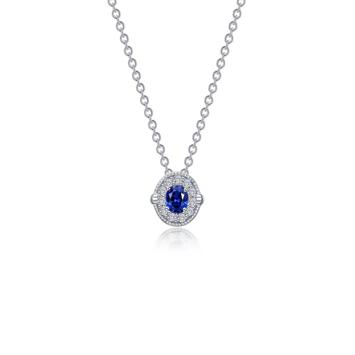 Lafonn Simulated Diamond &amp; Sapphire Halo Necklace N0320CSP20