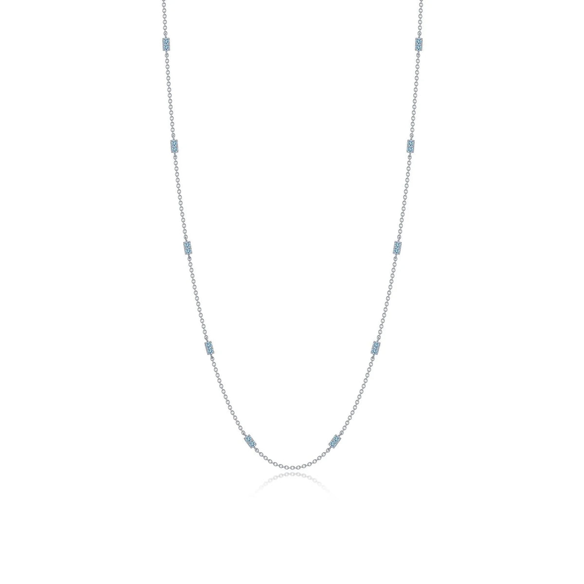 Lafonn Simulated Diamond &amp; Blue Topaz Adjustable Station Necklace N0321BTP18