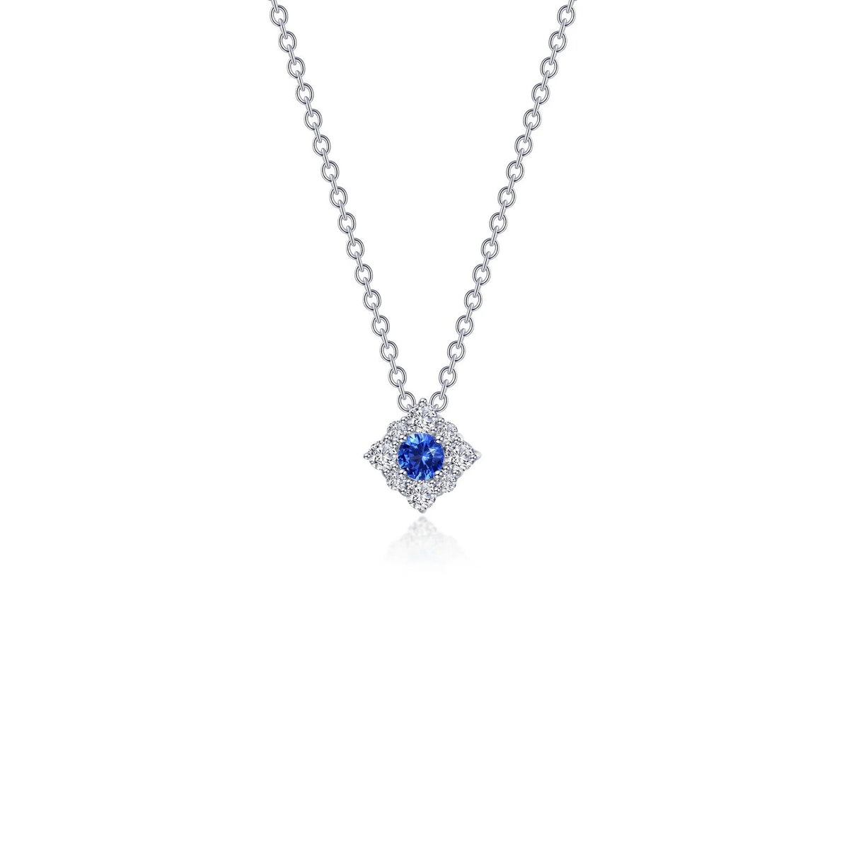 Lafonn Simulated Diamond &amp; Blue Sapphire Halo Necklace N0324CSP18