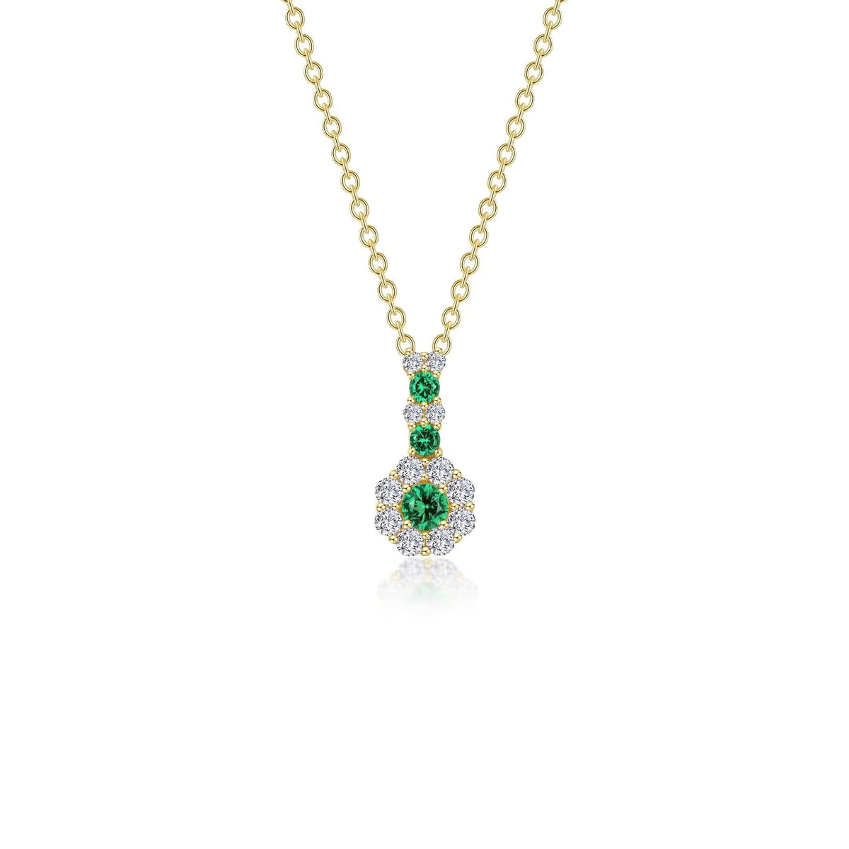 Lafonn Simulated Diamond &amp; Emerald Flower Necklace N0327CEG20