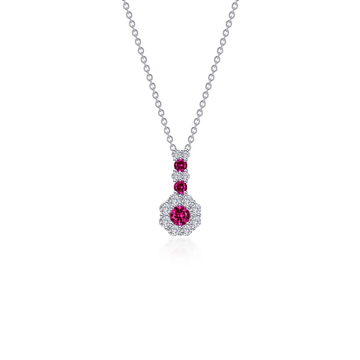 Lafonn Simulated Diamond &amp; Ruby Flower Necklace N0327CRP20