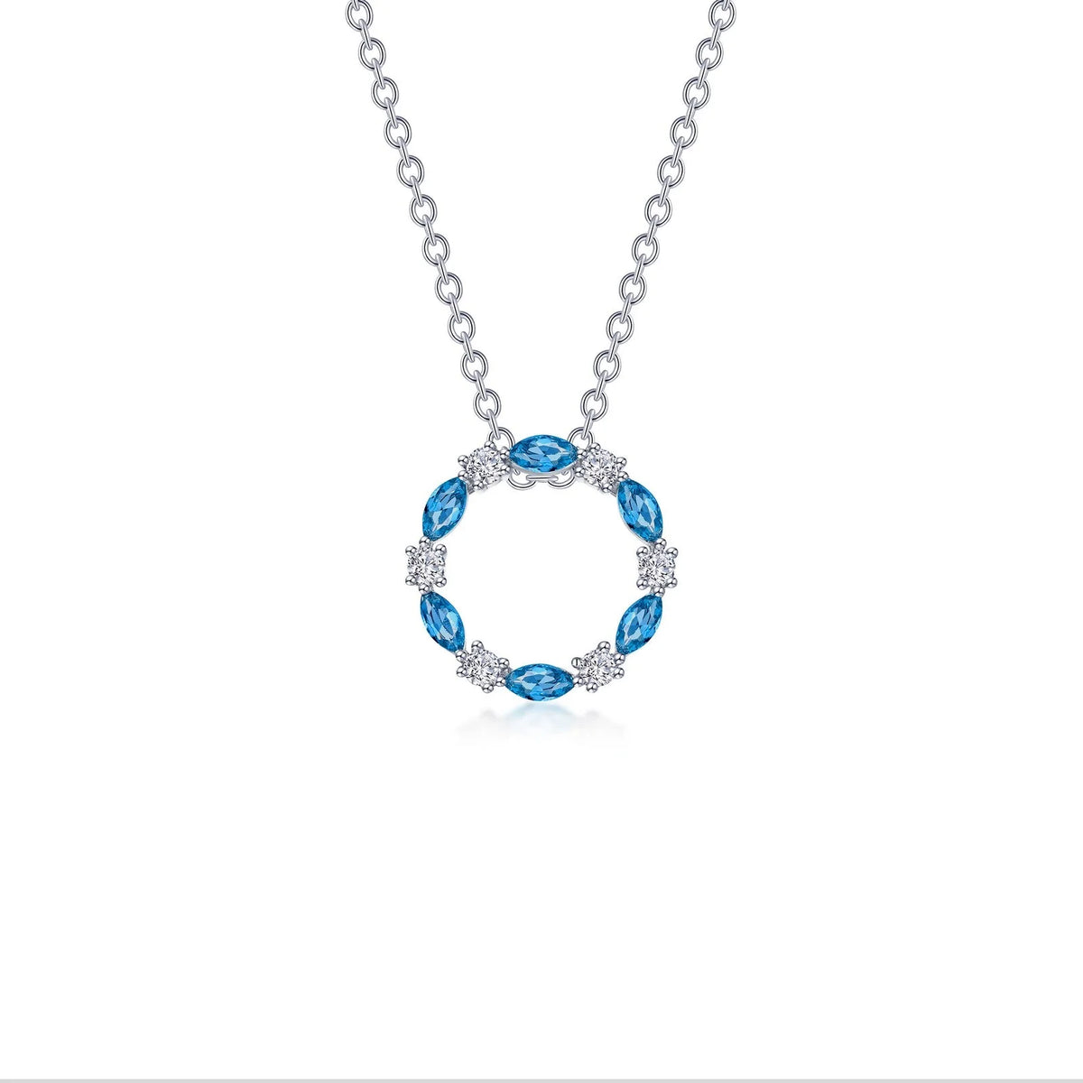 Lafonn Simulated Diamond &amp; Blue Topaz Open Circle Necklace N0328BTP20