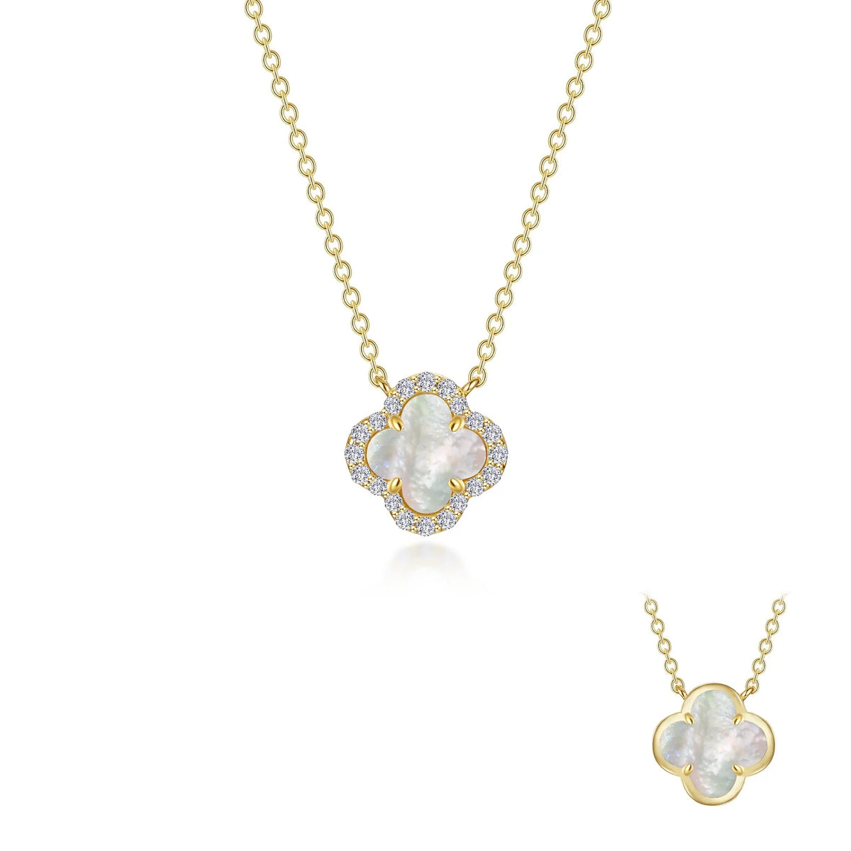 Lafonn Simulated Diamond &amp; Mother of Pearl Halo Necklace N0334MPG20