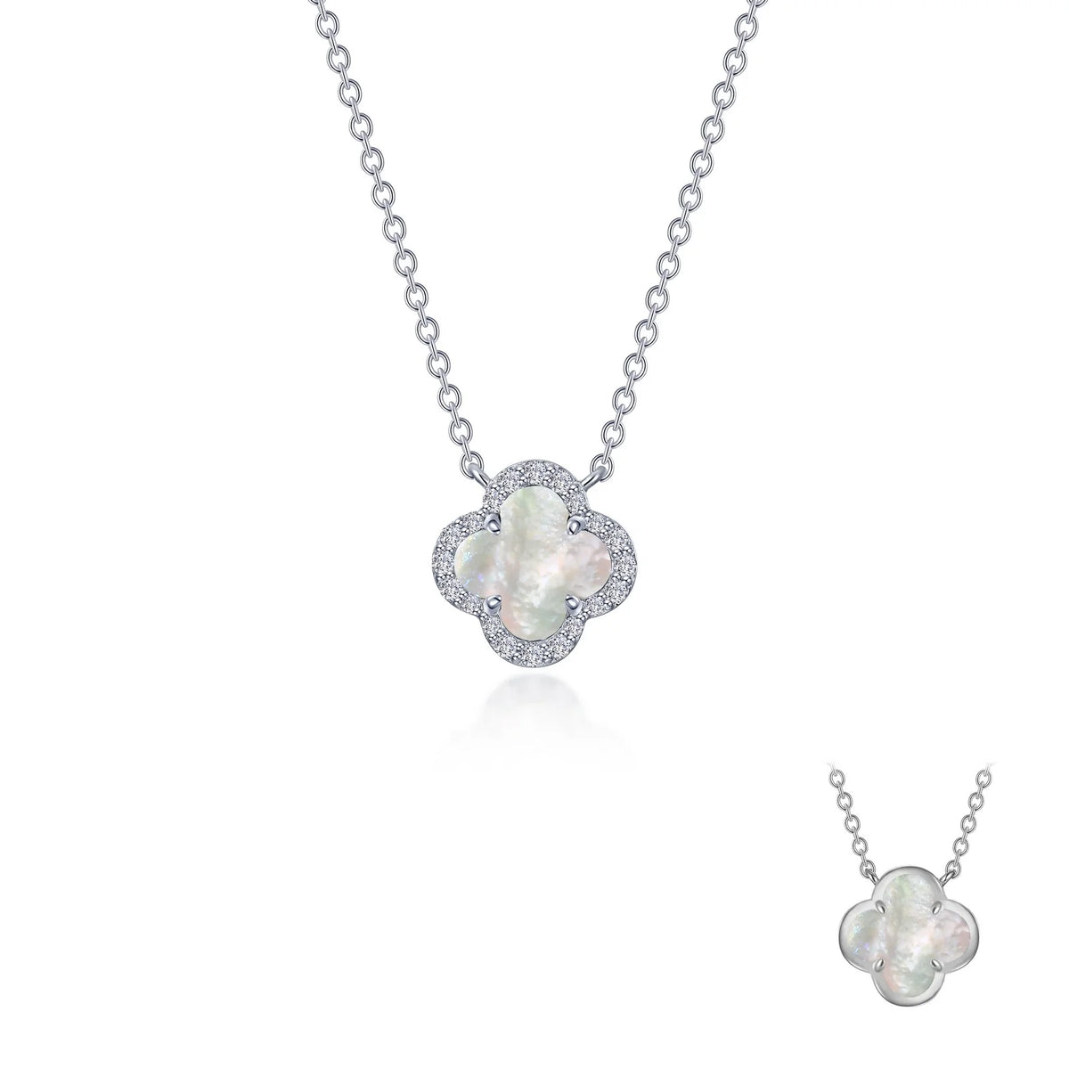 Lafonn Simulated Diamond &amp; Mother of Pearl Halo Necklace N0334MPP20