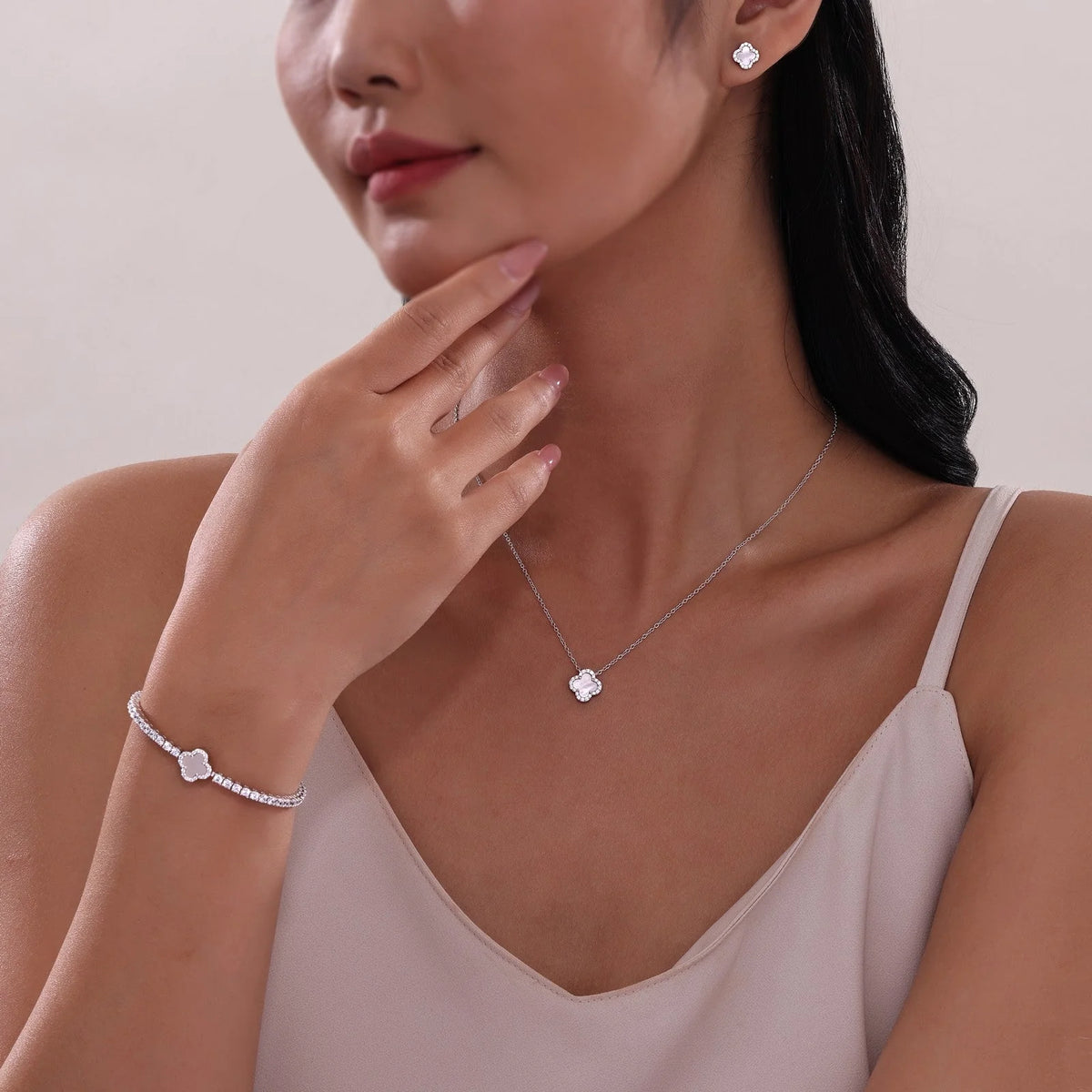 Lafonn Simulated Diamond &amp; Mother of Pearl Halo Necklace N0334MPP20