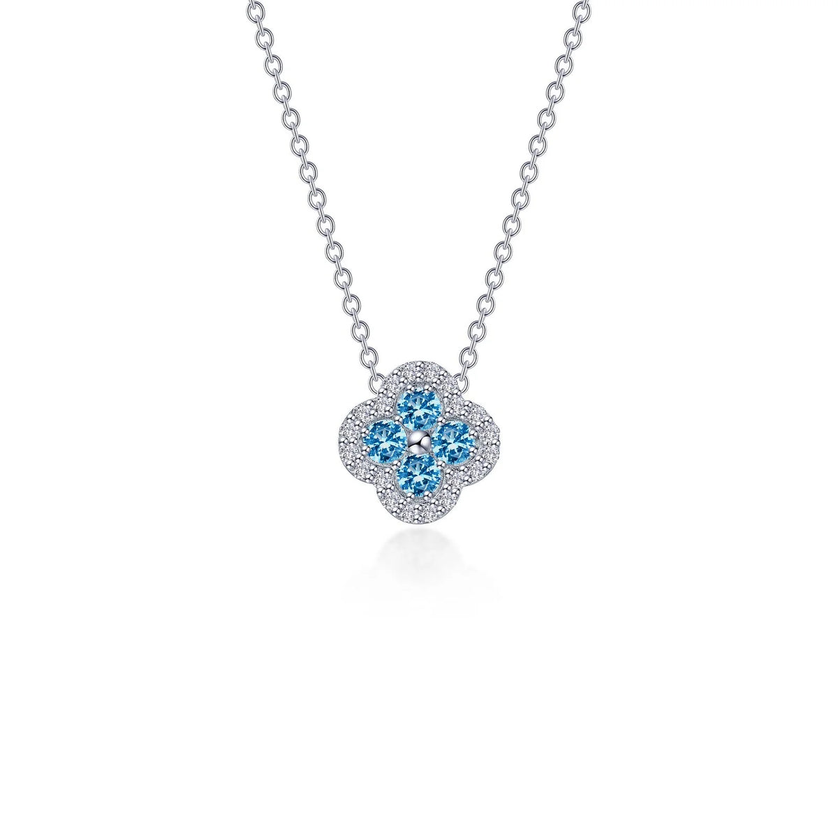 Lafonn Simulated Diamond &amp; Blue Topaz Clover Halo Necklace N0335BTP20