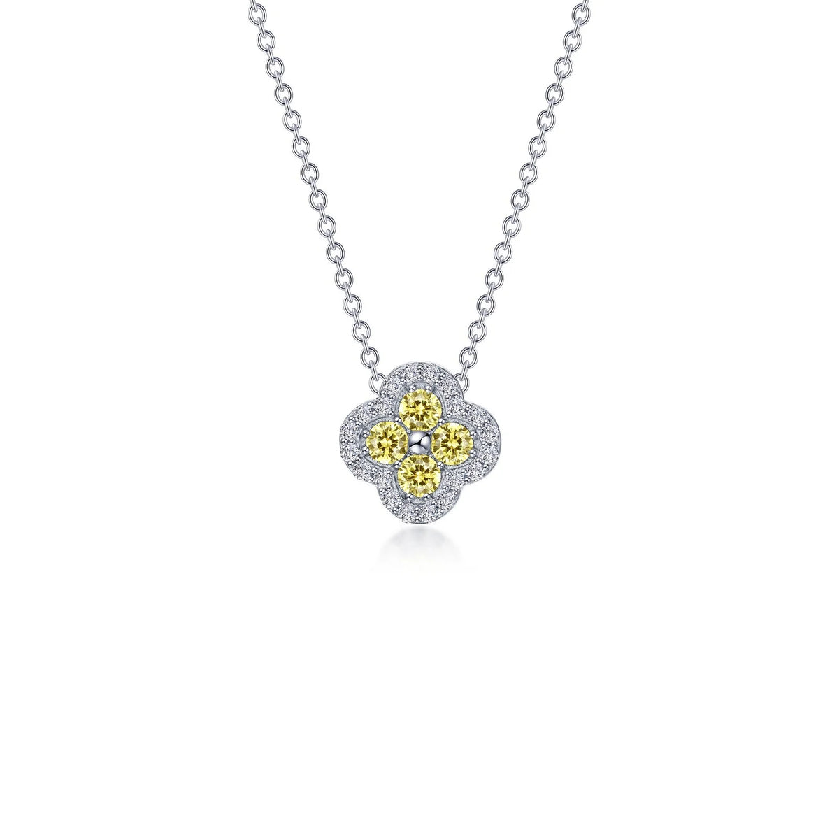Lafonn Simulated Diamond &amp; Canary Clover Halo Necklace N0335CAP20
